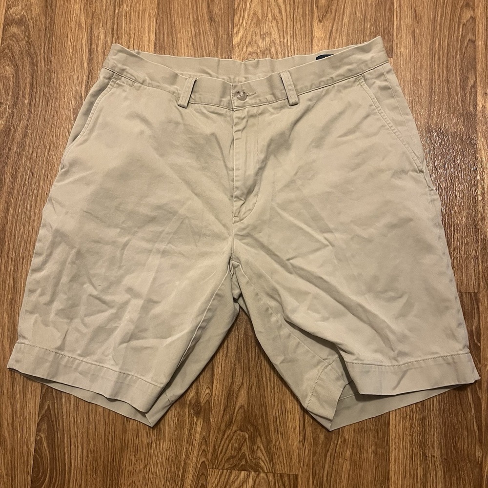 Polo Ralph Lauren Chino Shorts Men 32 Tan Flat Front‎ Khaki
